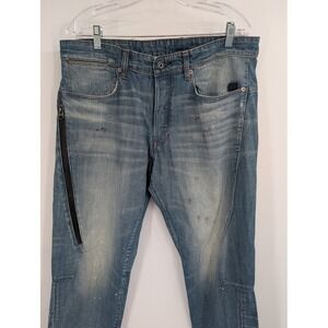 G Star Raw Citishield 3D Slim Tapered Men's Blue Jeans Distressed sz 33x32